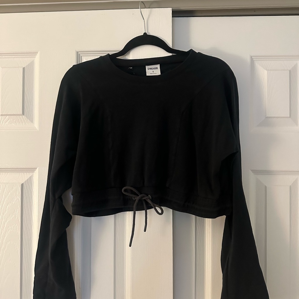 Gymshark Black Crop Sweatshirt with Drawstring